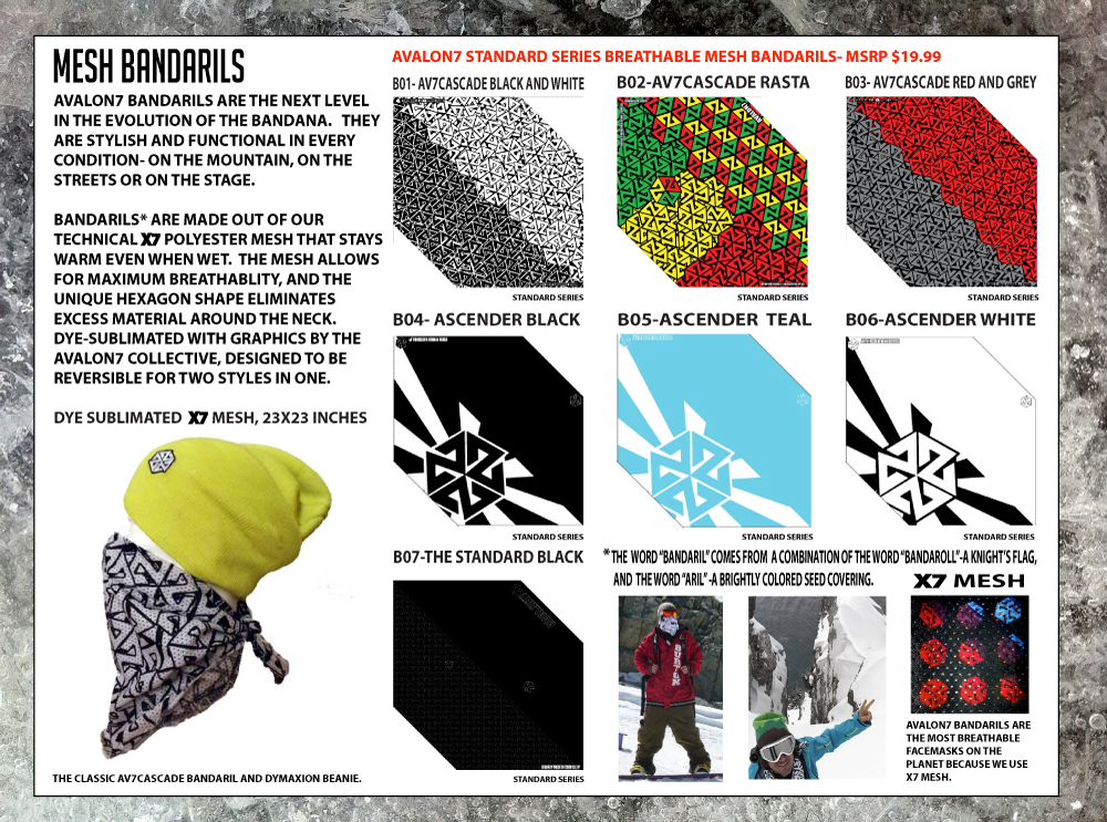 avalon7 winter facemasks for snowboariding and skiing, mesh bandannas, warm bandanas, bandarils